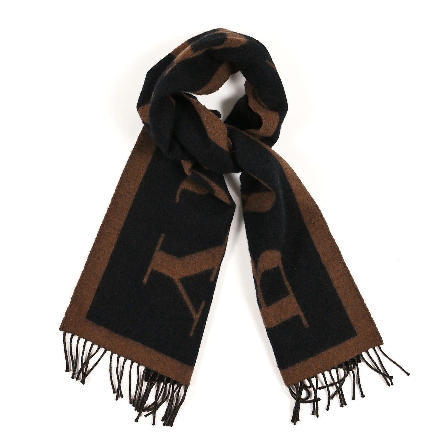Burberry Wool Cashmere Logo Scarf Camel 1 of 3