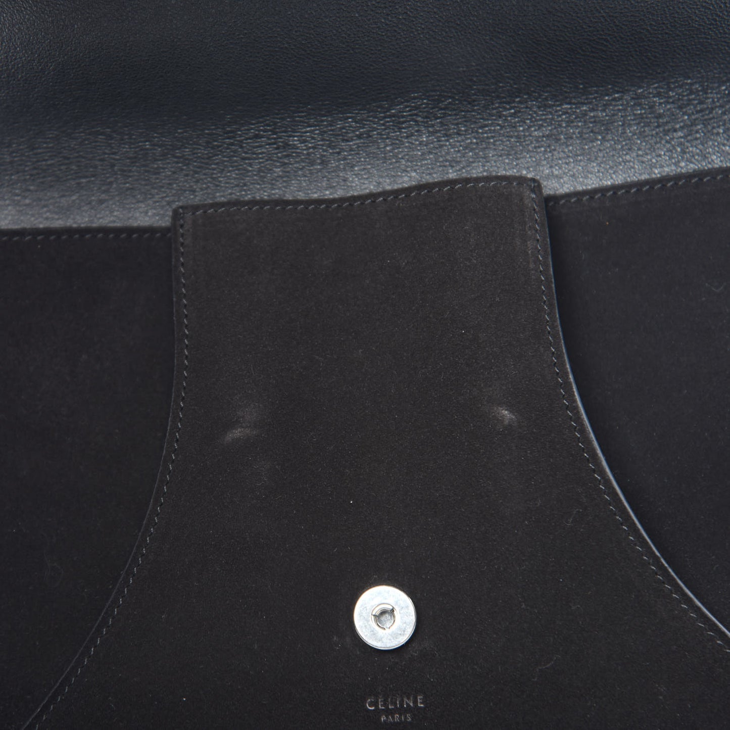 Suede Calfskin Clutch on Chain Black