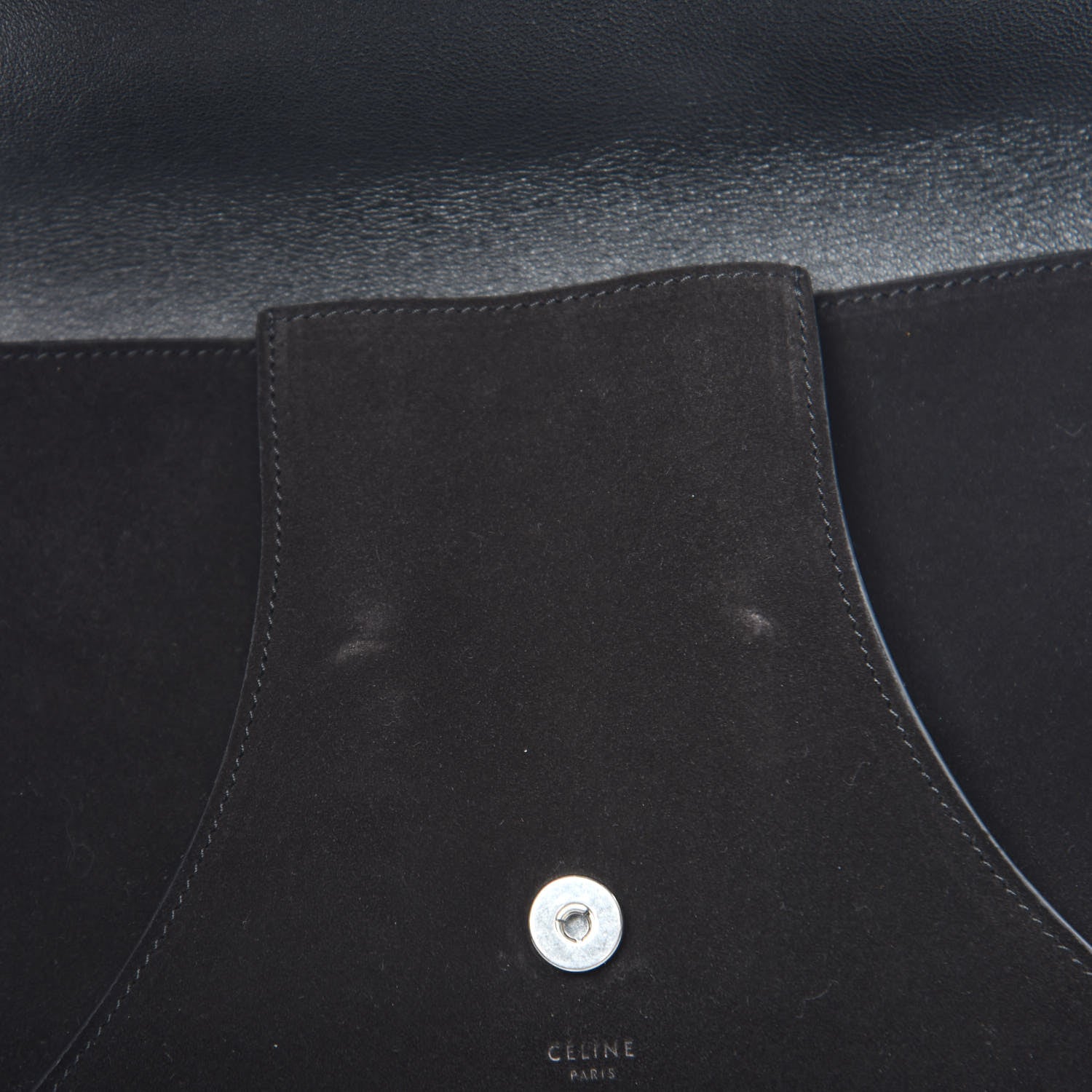 Celine Suede Calfskin Clutch on Chain Black 11 of 11