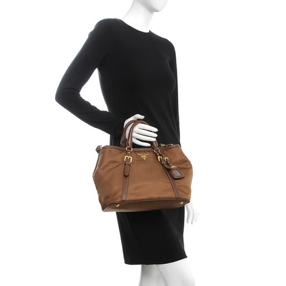 Prada Nylon Tessuto Vitello Daino Tote Corinto 3 of 10