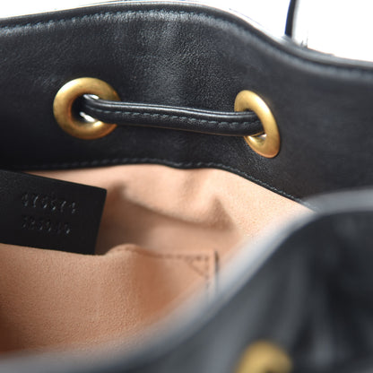 Gucci Calfskin Matelasse Sylvie Web GG Marmont Bucket Bag Black 10 of 11