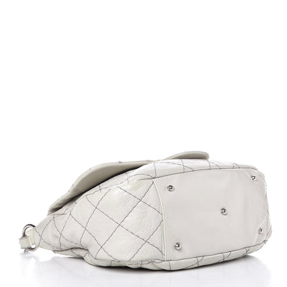 Chanel Glazed Calfskin XL On The Road Flap Light Grey 4 of 9