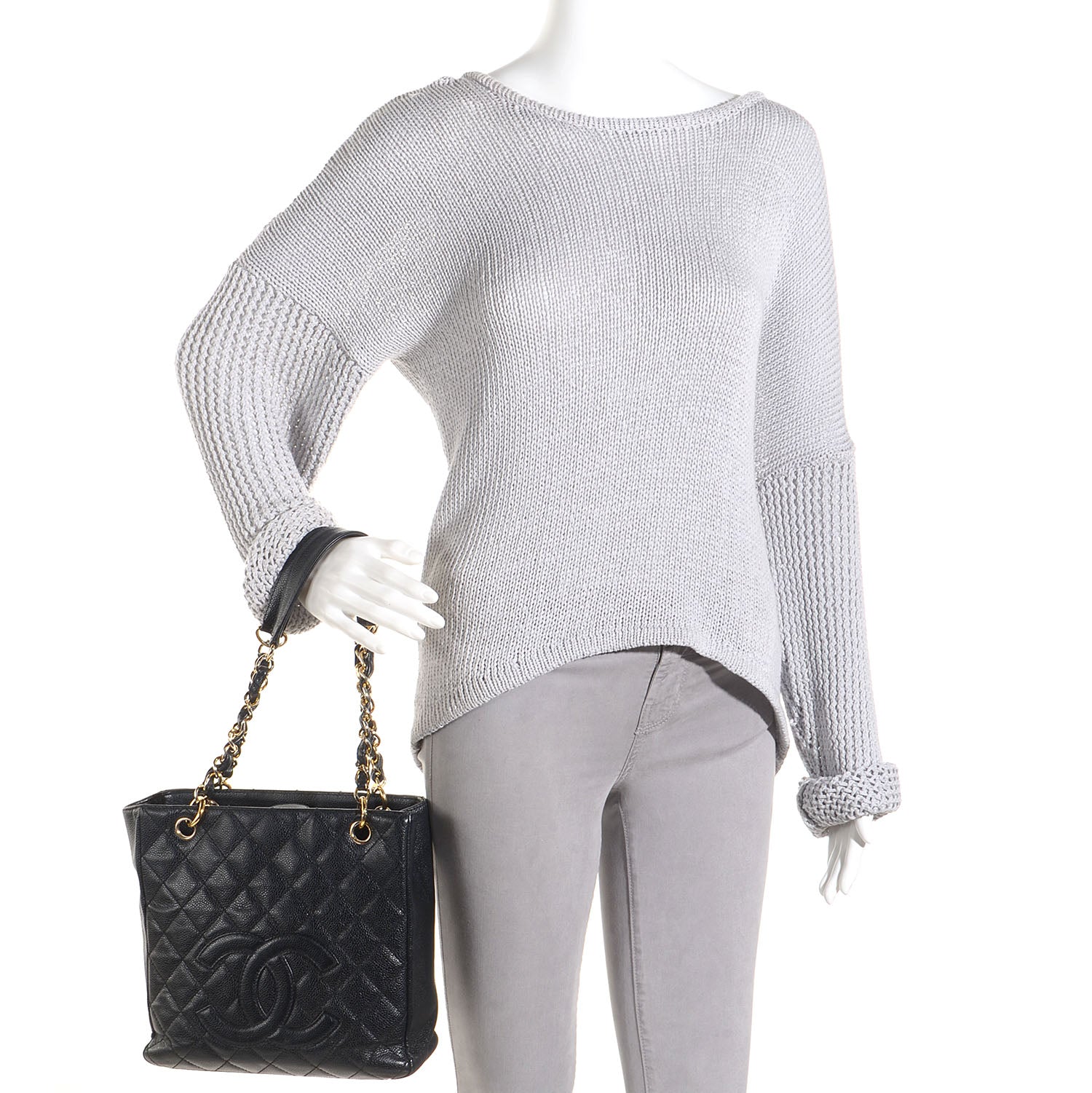 Chanel Caviar Quilted Petit Shopping Tote PST Black 2 of 7
