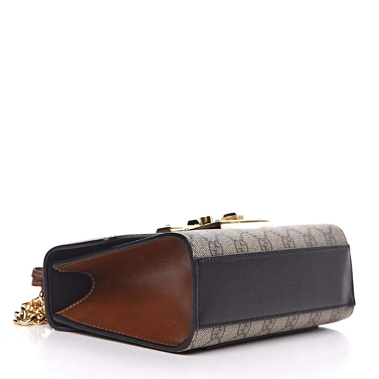 GG Supreme Monogram Calfskin Small Padlock Shoulder Bag Beige Black Cuir