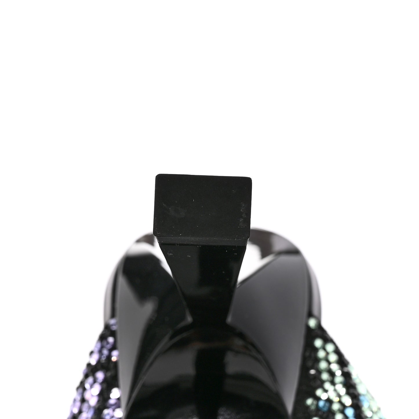 X FENDI Calfskin Crystal Fendace FF Medusa High Heel Mule Sandals 36 Black Multicolor