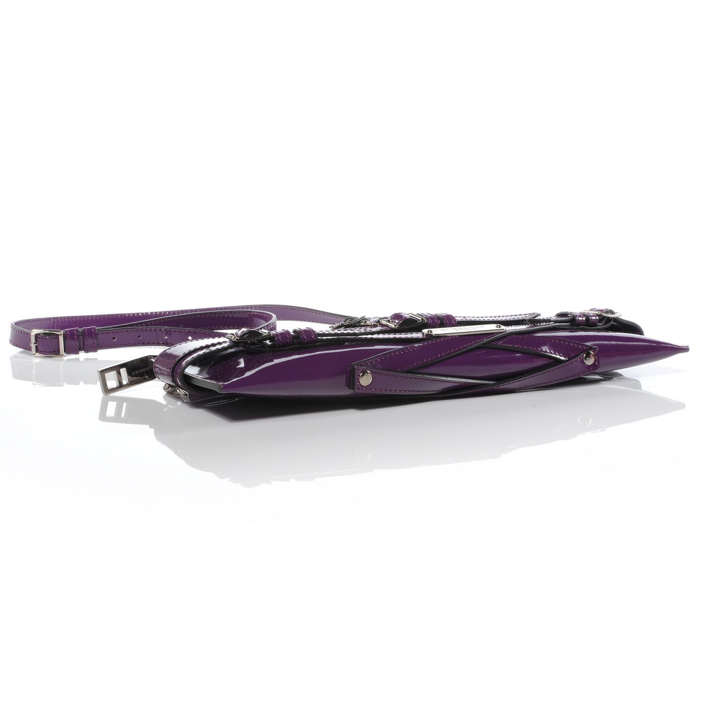 Patent Bridle Calfskin Clutch Bag Purple