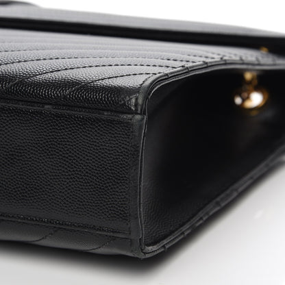 Saint Laurent Grain De Poudre Matelasse Chevron Large Monogram Satchel Black 6 of 10