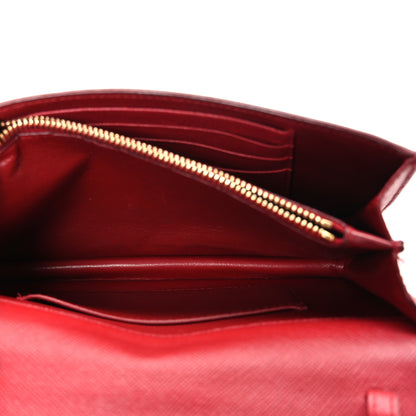 Prada Saffiano Lux Chain Wallet Fuoco 5 of 9