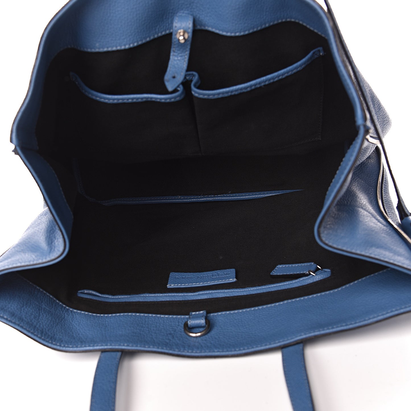 Pebbled Calfskin Skull Padlock Tote Blue