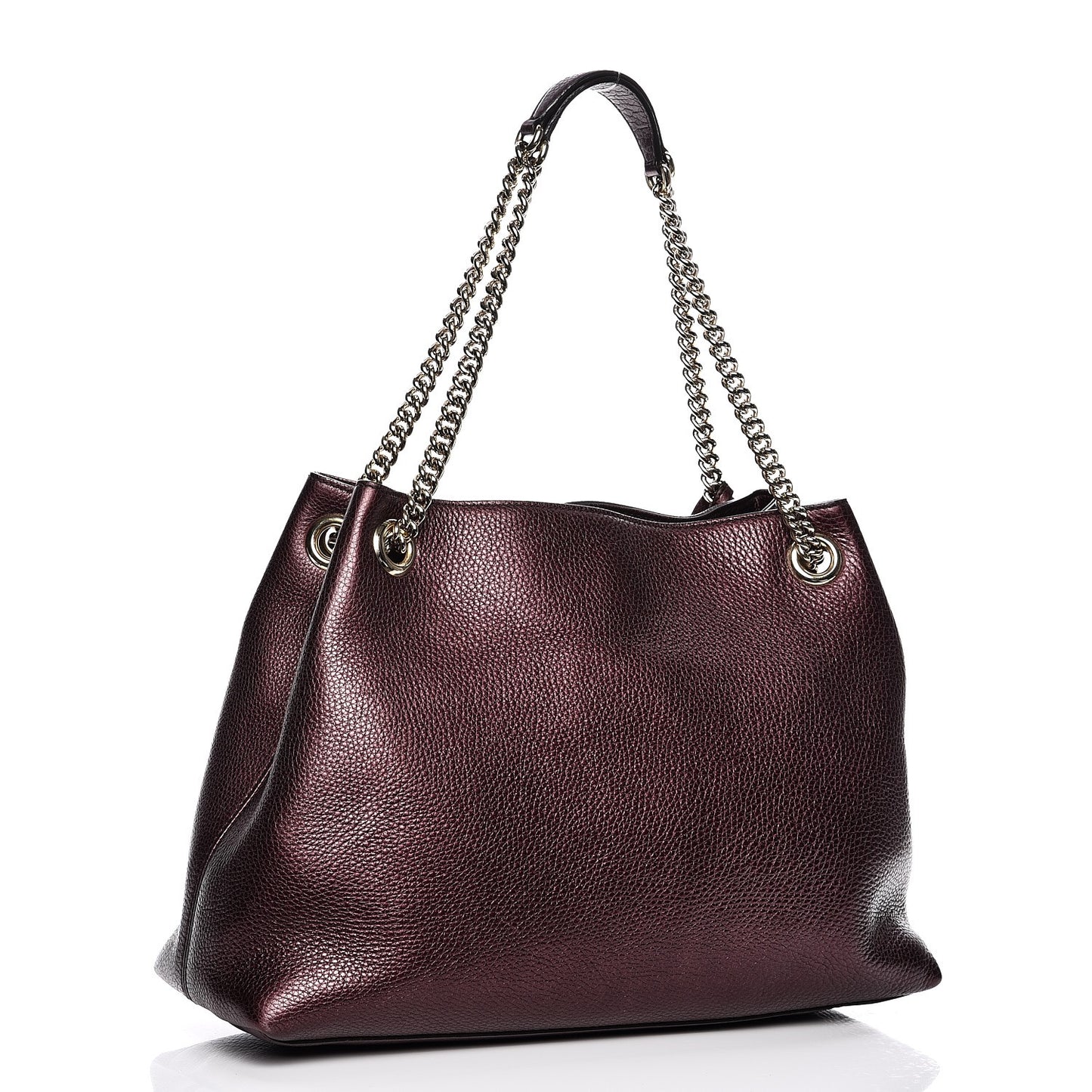 Metallic Cellarius Calfskin Medium Soho Chain Shoulder Bag Classic Burgundy