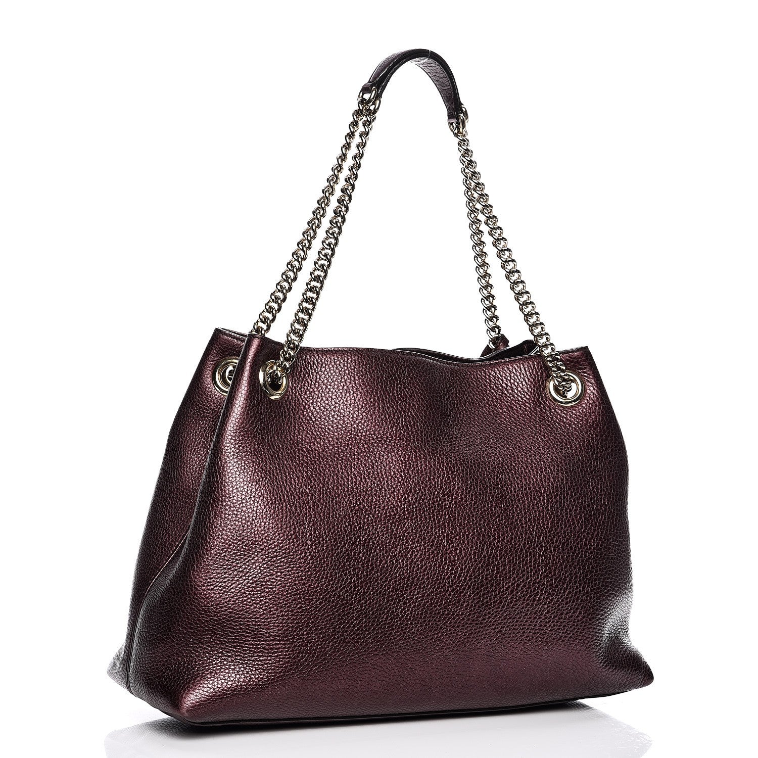 Gucci Metallic Cellarius Calfskin Medium Soho Chain Shoulder Bag Classic Burgundy 3 of 13