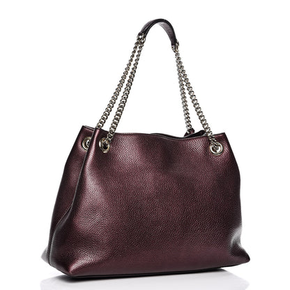 Gucci Metallic Cellarius Calfskin Medium Soho Chain Shoulder Bag Classic Burgundy 3 of 13