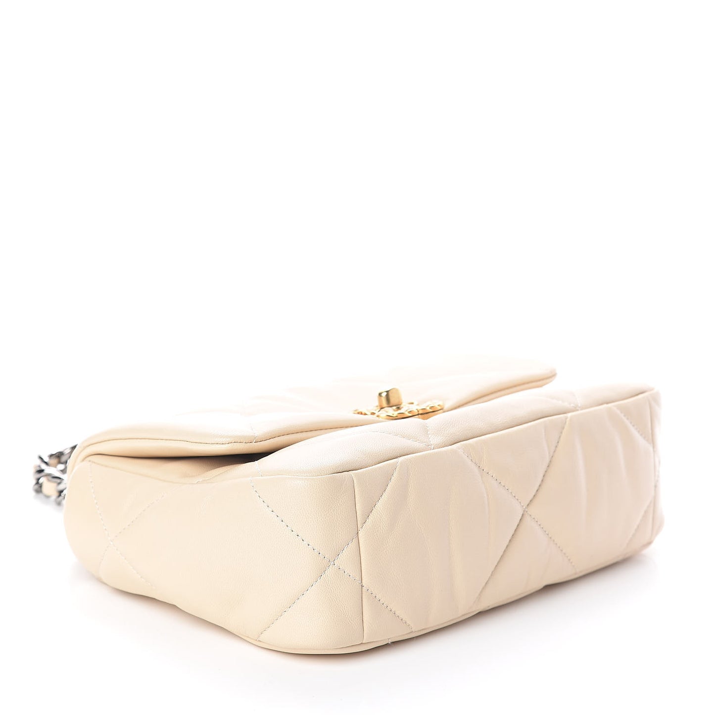 Goatskin Quilted Medium 19 Flap Beige