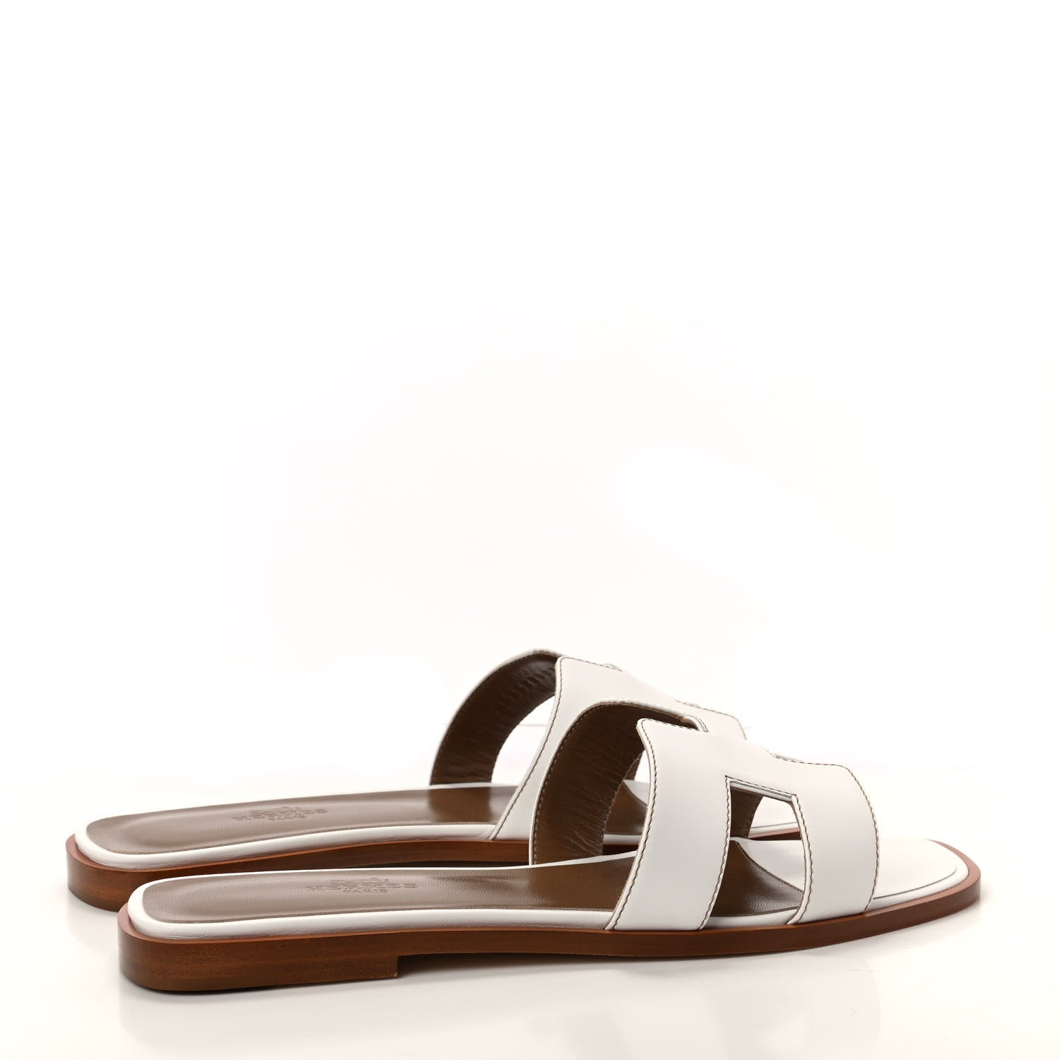 Hermes Box Calfskin Oran Sandals 38 White 4 of 11