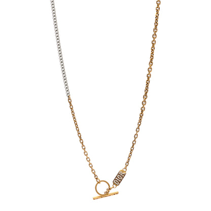 Christian Dior Crystal Logo Chain Necklace Gold Silver 1 of 4