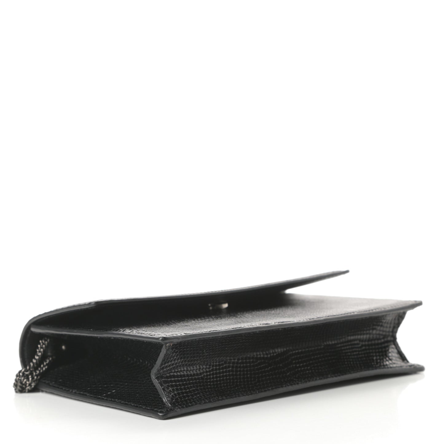 Calfskin Lizard Embossed Small Pochette Black