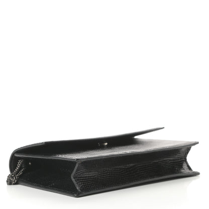 Saint Laurent Calfskin Lizard Embossed Small Pochette Black 4 of 11