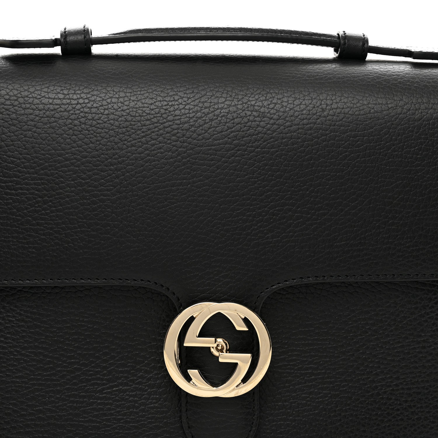Gucci Dollar Calfskin Medium Interlocking G Top Handle Shoulder Bag Black 5 of 10