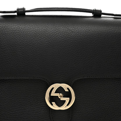 Gucci Dollar Calfskin Medium Interlocking G Top Handle Shoulder Bag Black 5 of 10