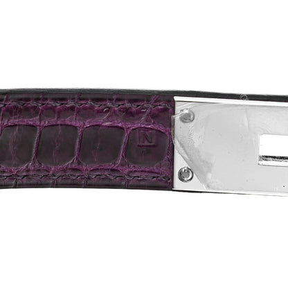 Hermes Shiny Porosus Crocodile 18K White Gold Diamond Birkin 35 Amethyst 7 of 12