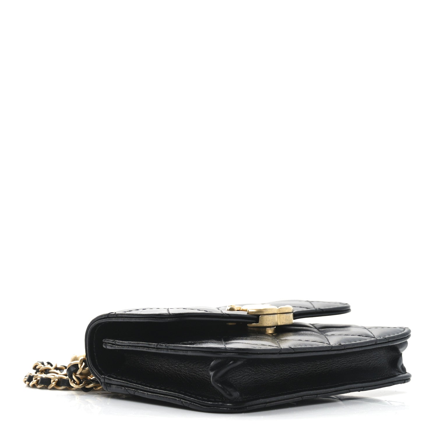Chanel Calfskin Quilted Perfect Fit Coin Purse With Chain Black 4 of 11