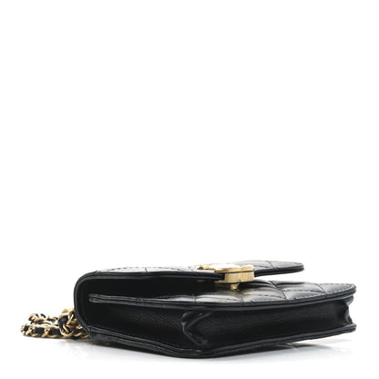 Chanel Calfskin Quilted Perfect Fit Coin Purse With Chain Black 4 of 11