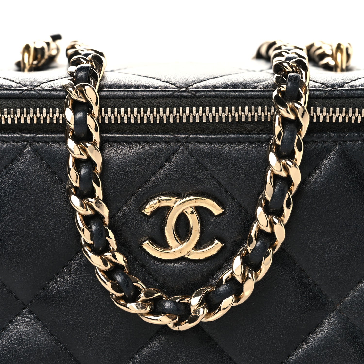 Chanel Lambskin Resin Elegant Chain Small Vanity Case Black 9 of 11