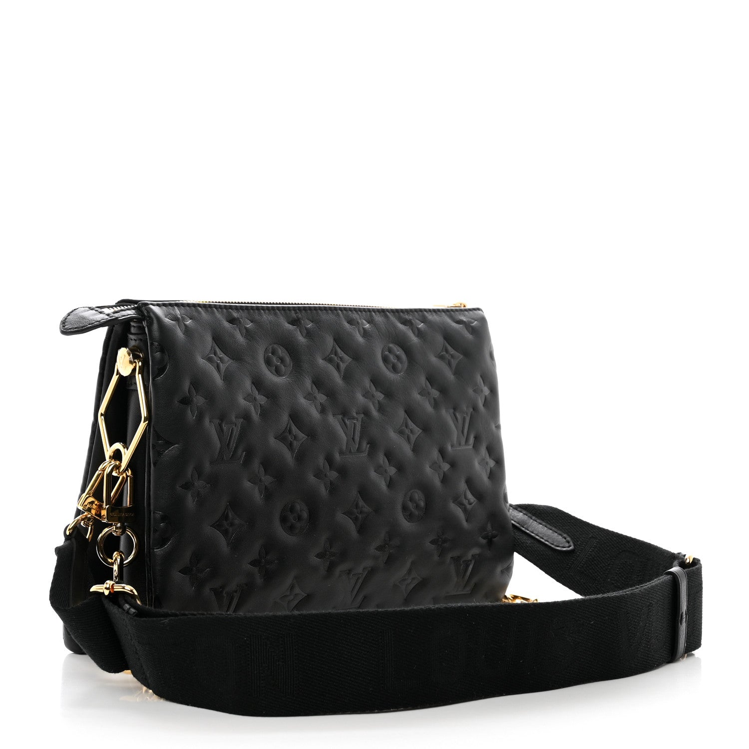 Louis Vuitton Lambskin Embossed Monogram Coussin PM Black 3 of 10