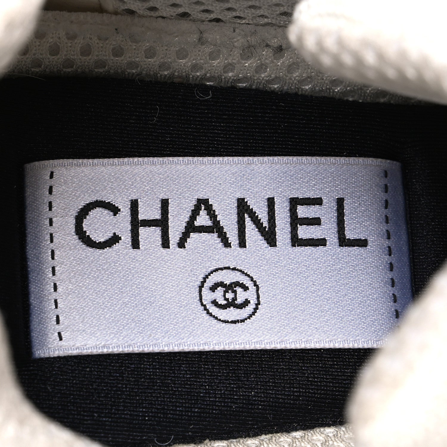 Chanel Mesh Suede Calfskin Grained Calfskin Womens CC Sneakers 39 Black White Silver 10 of 11