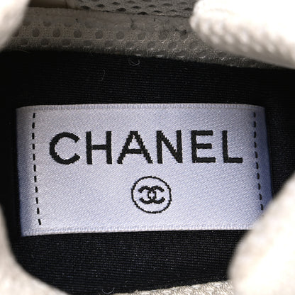 Chanel Mesh Suede Calfskin Grained Calfskin Womens CC Sneakers 39 Black White Silver 10 of 11