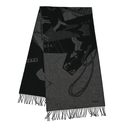 Hermes Cashmere Fringe Stole Black Gris Flanelle 2 of 4