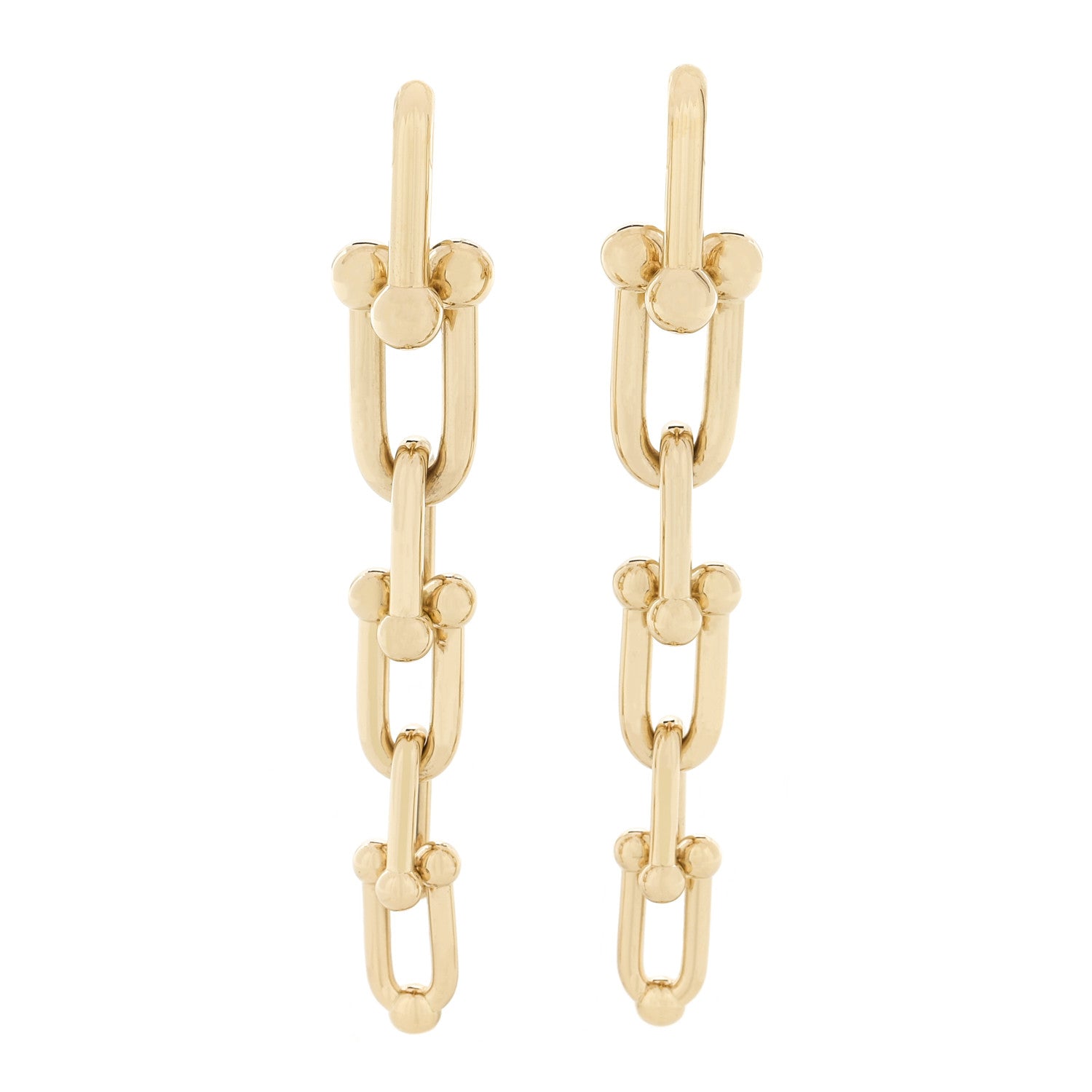 Tiffany 18K Yellow Gold HardWear Graduated Link Earrings 1 of 5