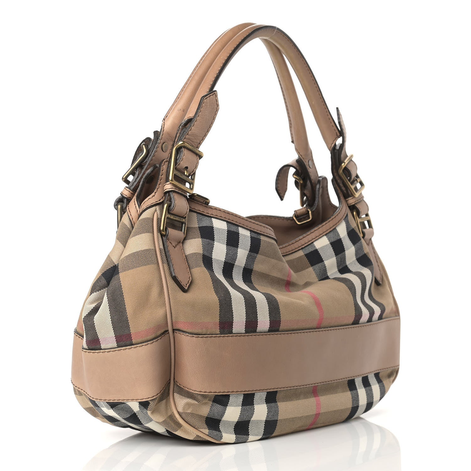 Burberry Calfskin House Check Small Brecon Tote Tan 3 of 20
