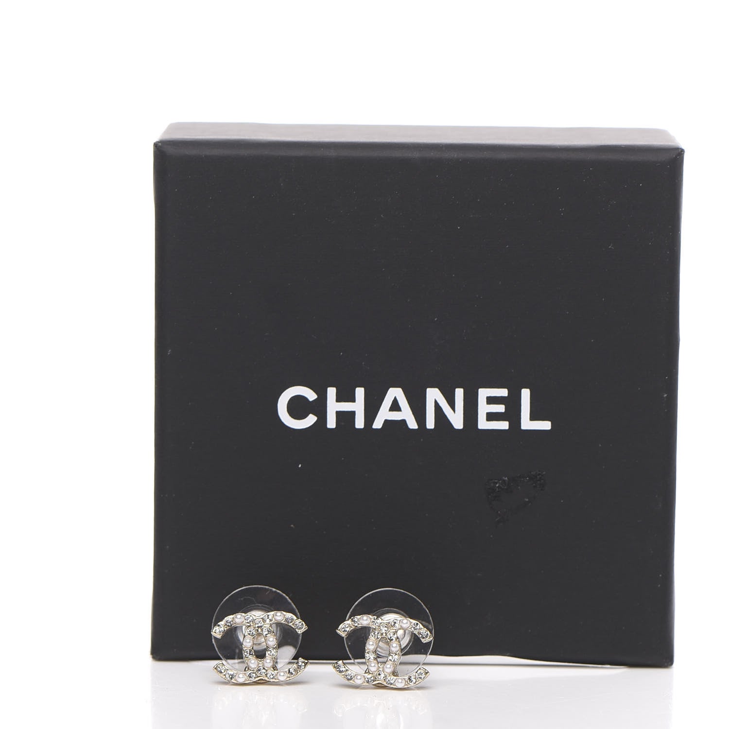 Chanel Crystal Pearl Mini CC Earrings Gold 5 of 5