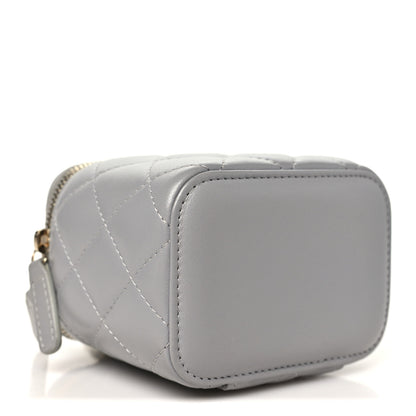 Chanel Lambskin Quilted Pearl Crush Mini Vanity Case With Chain Grey 4 of 12