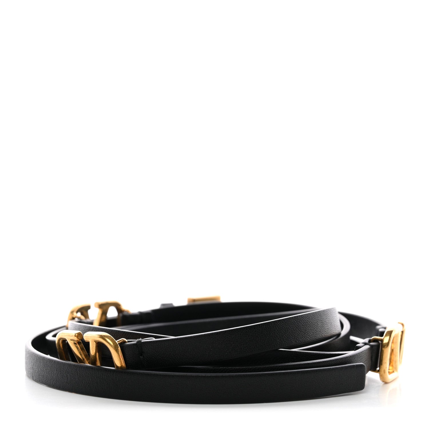 Valentino Garavani Calfskin VLogo Wrap 10mm Belt 75 30 Black 2 of 6