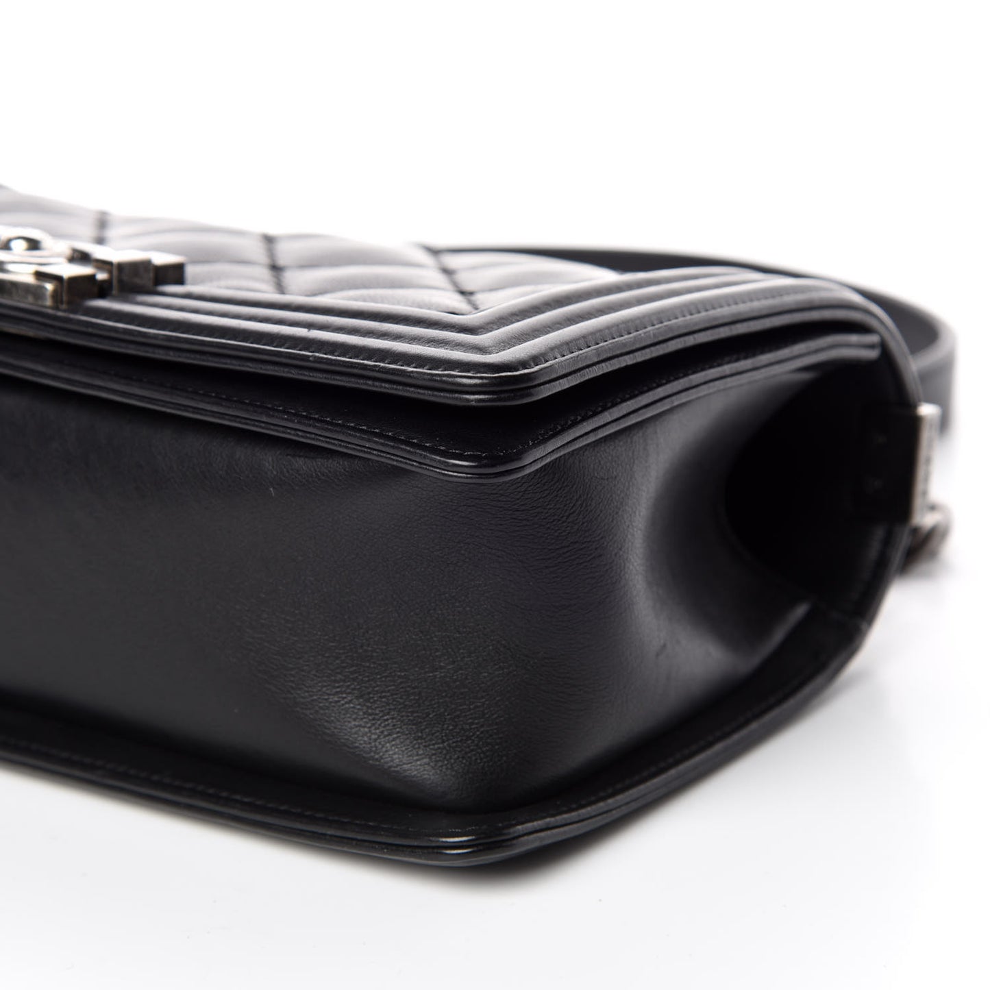 Calfskin Double Stitch Medium Boy Flap Black