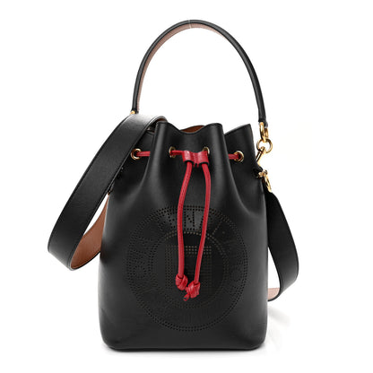 Fendi Vitello Grace F is Fendi Stamp Patch Perforated Small Mon Tresor Bucket Bag Black 1 of 10
