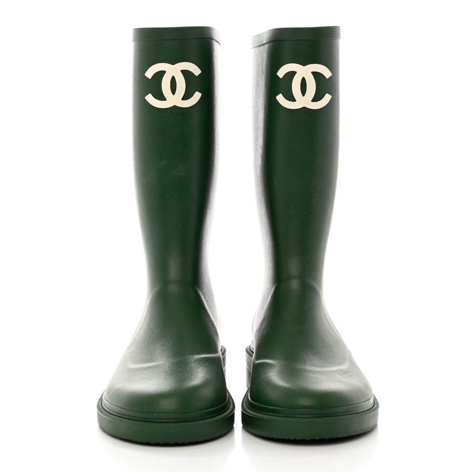 Chanel Caoutchouk CC High Boots 39 Dark Green 2 of 8