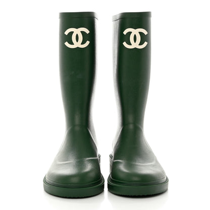Chanel Caoutchouk CC High Boots 39 Dark Green 2 of 8