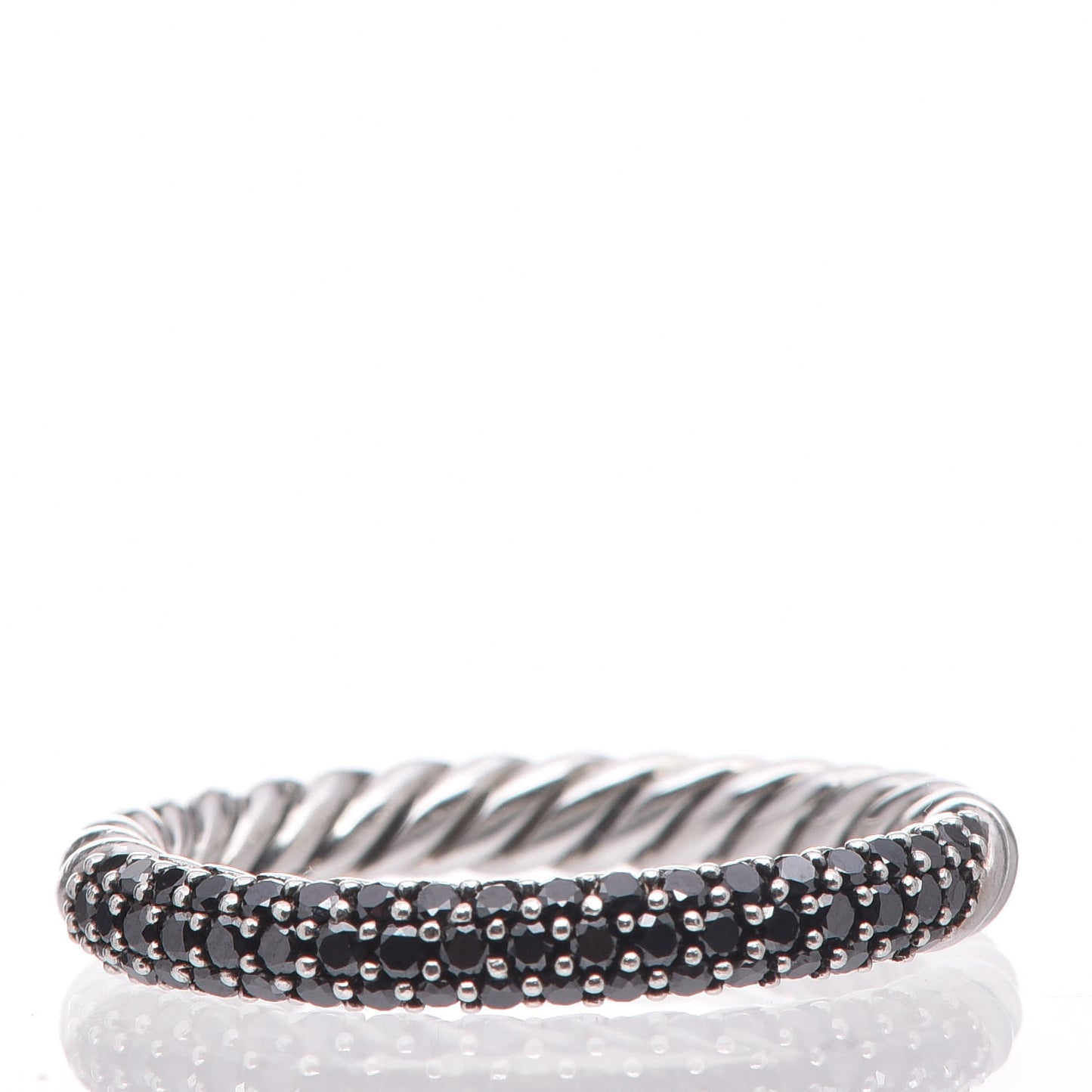 Sterling Silver Black Diamond Petite Pavé Band 54 7