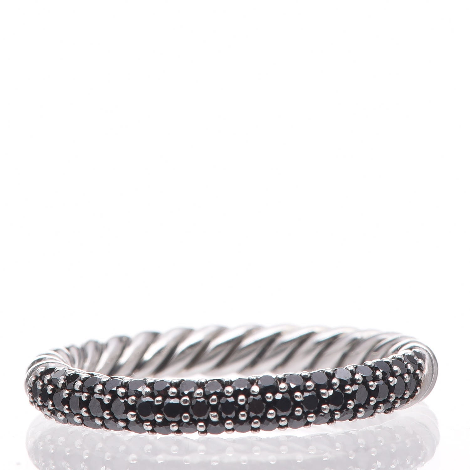 David Yurman Sterling Silver Black Diamond Petite Pavé Band 54 7 1 of 6
