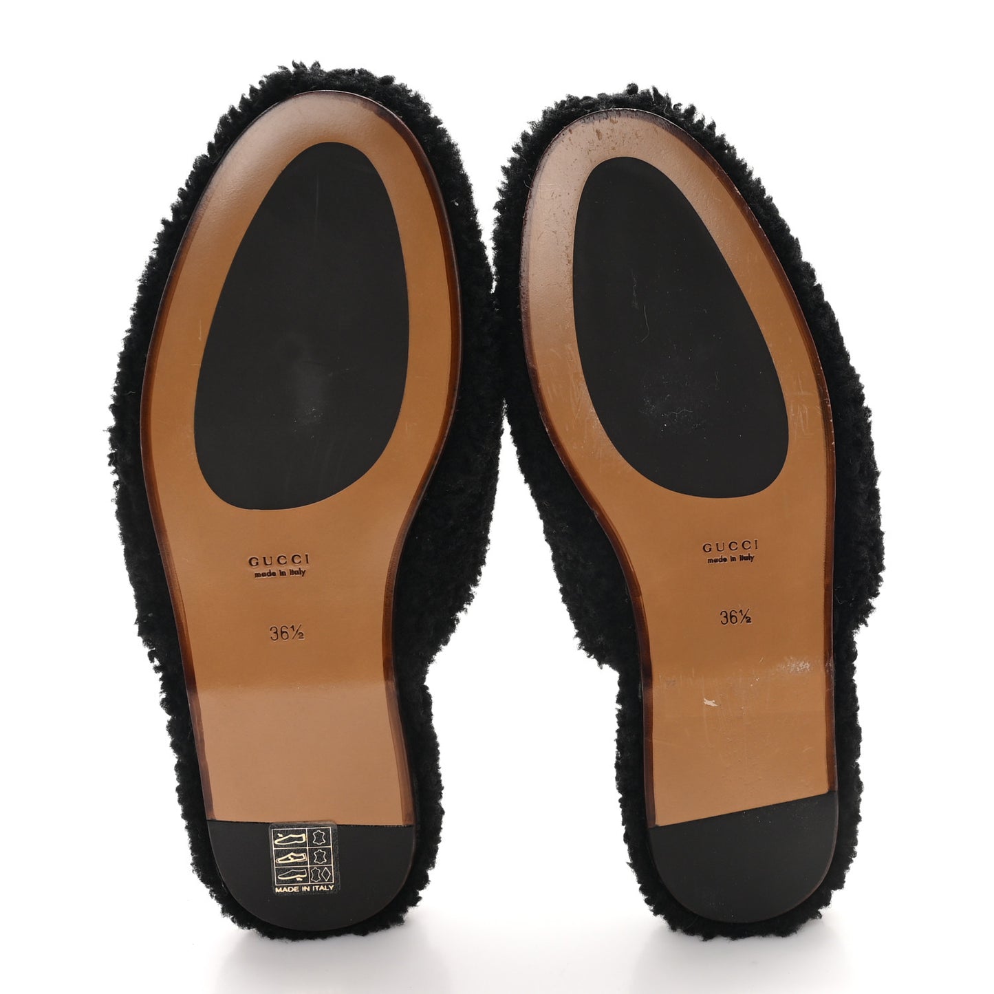 Faux Shearling Interlocking G Womens Eileen Slippers 36.5 Butterscotch Black