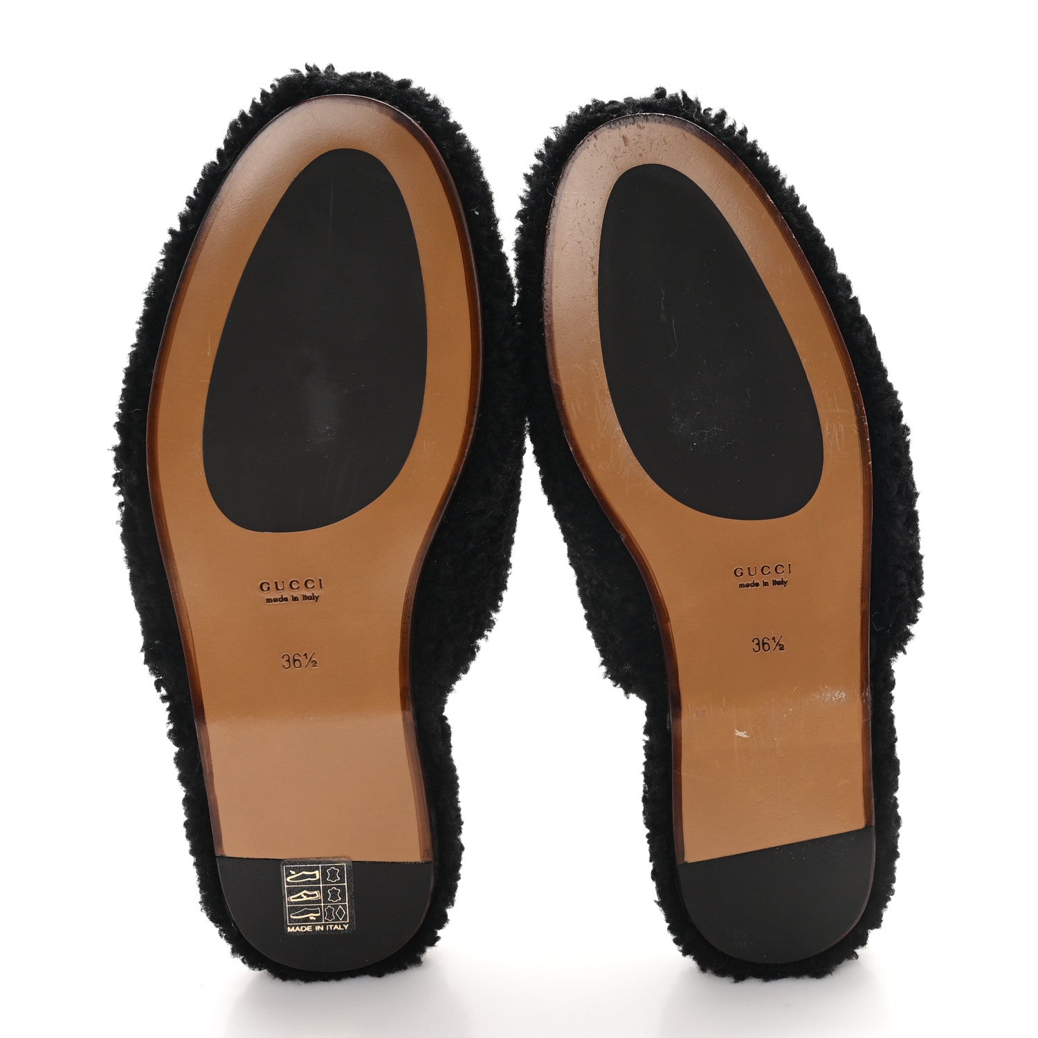Gucci Faux Shearling Interlocking G Womens Eileen Slippers 36.5 Butterscotch Black 6 of 9