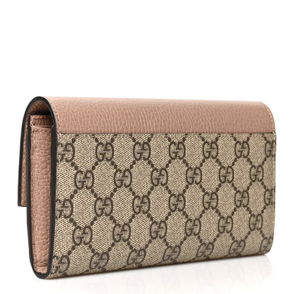 Gucci Dollar Calfskin GG Supreme Monogram GG Marmont Continental Wallet Porcelain Rose Beige Ebony 3 of 7