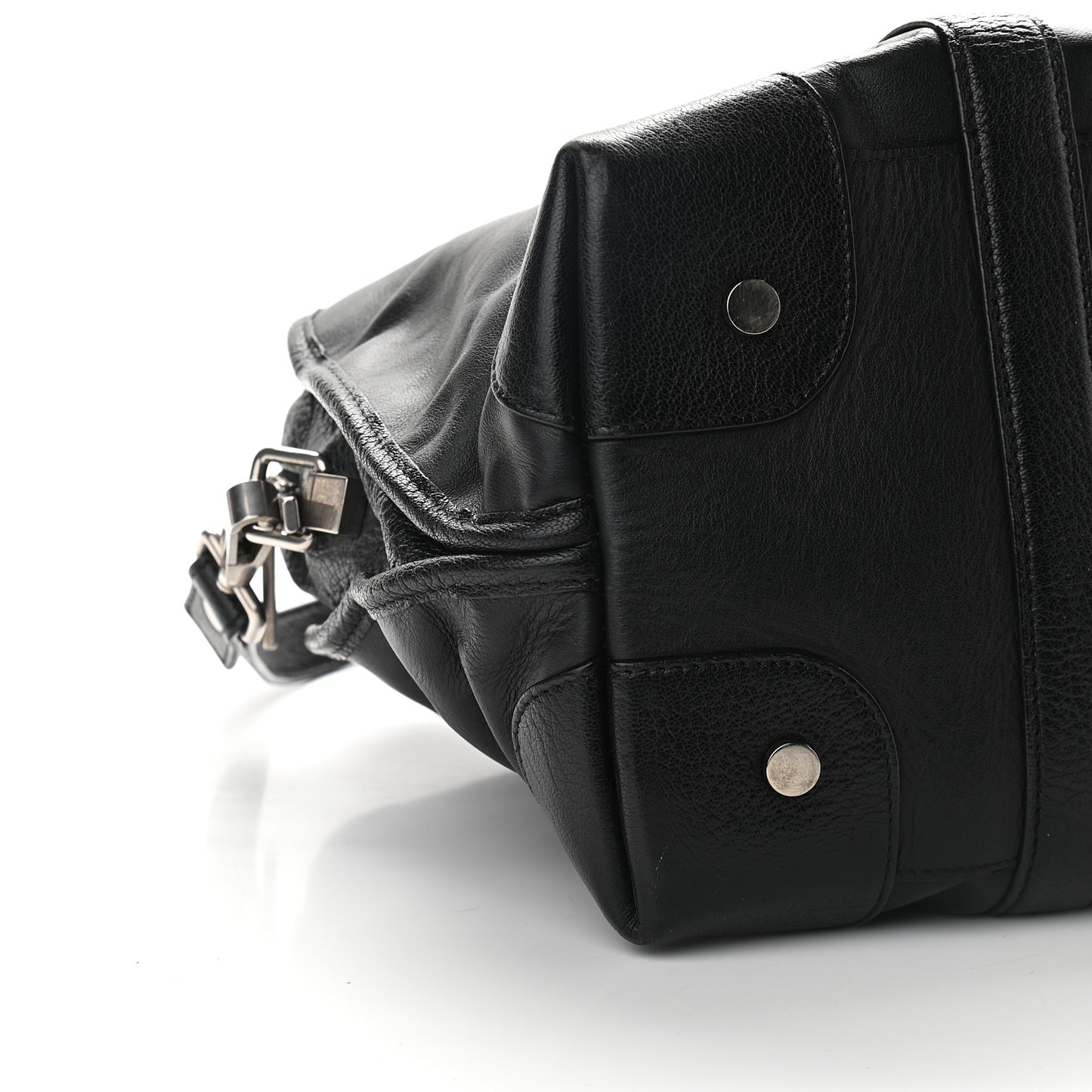 Calfskin Top Handle Satchel Bag Black