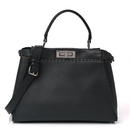 Fendi Calfskin Romano Selleria Medium Peekaboo Iconic Satchel Asfalto Latte 1 of 11