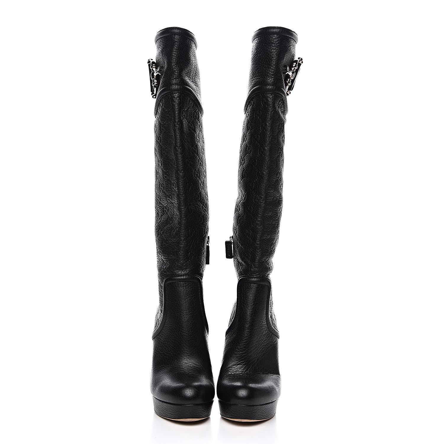 Gucci Guccissima Cellarius Softy GG Knee High Boots 37.5 Black 2 of 6