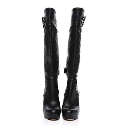 Gucci Guccissima Cellarius Softy GG Knee High Boots 37.5 Black 2 of 6