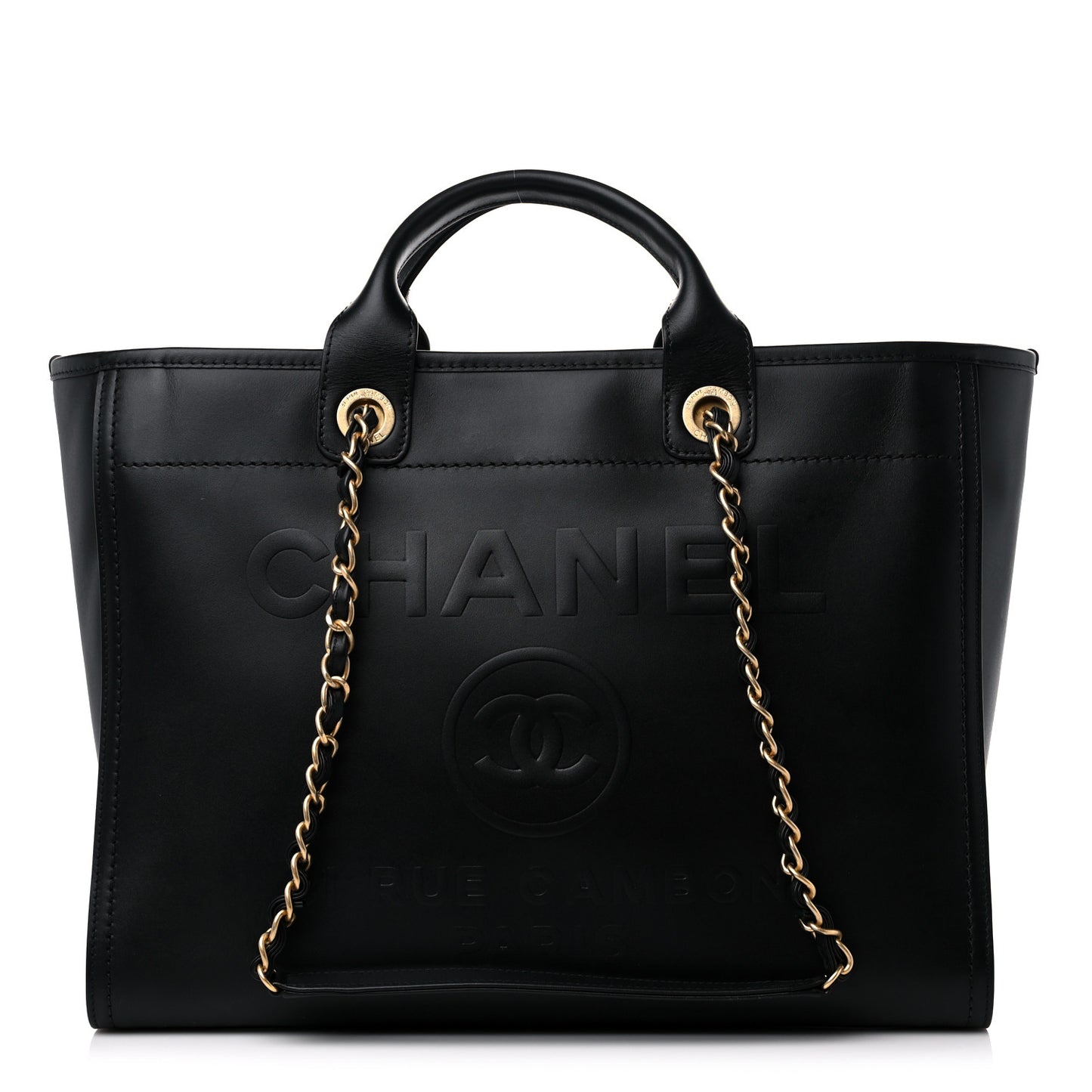 Calfskin Medium Deauville Tote Black